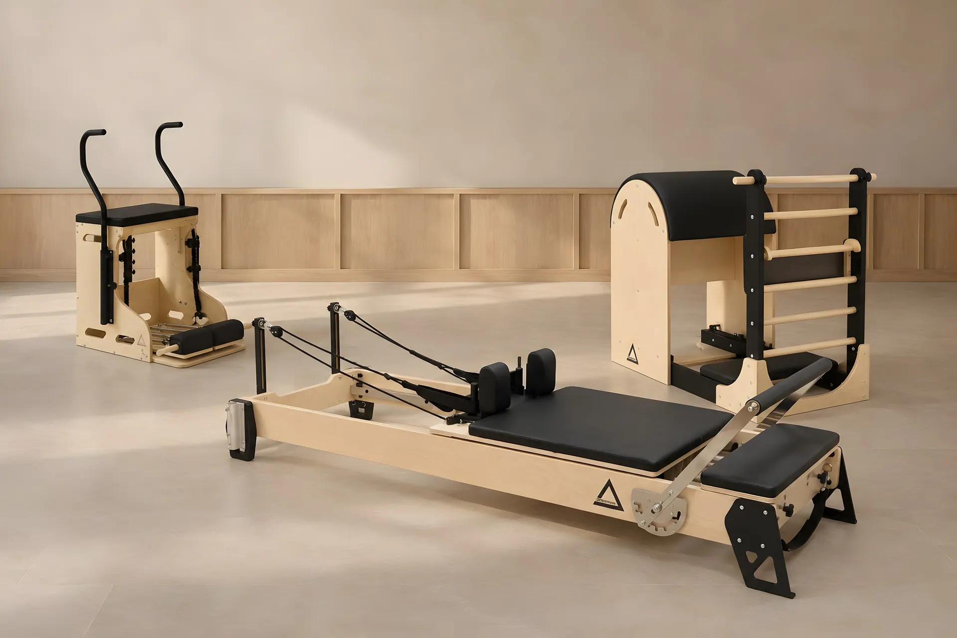Реформер, стул и бочка NextPilates в студии